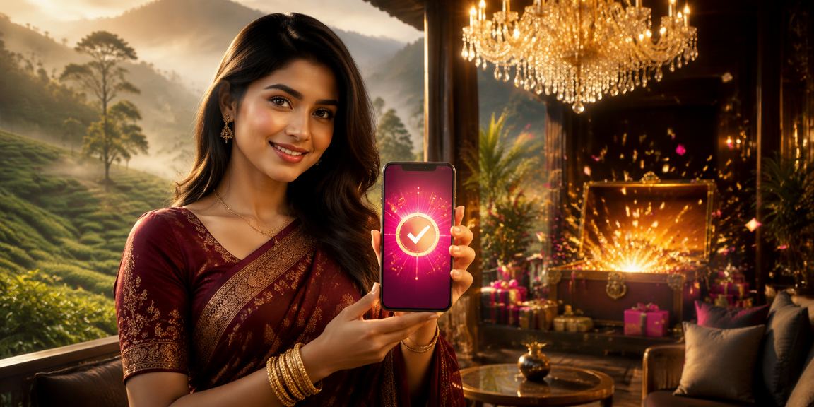 সিলেটের চা বাগানে মোবাইলে লটারি পেমেন্ট করছেন একজন ব্যবহারকারী